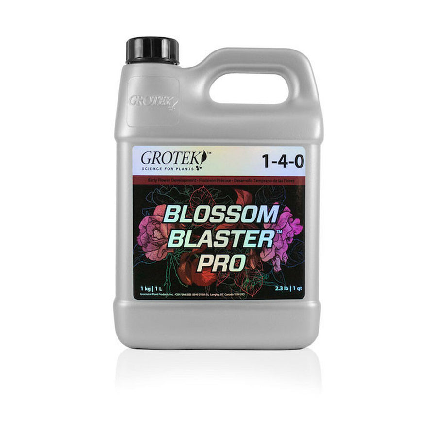 Grotek Blossom Blaster Pro is formulated to support profuse blooms and flower production, this concentrated formula requires a low application rate to achieve a high impact on young flower buds. Through a unique phosphorus nutrient complex, this product optimizes conditions for improved fruit and yields.